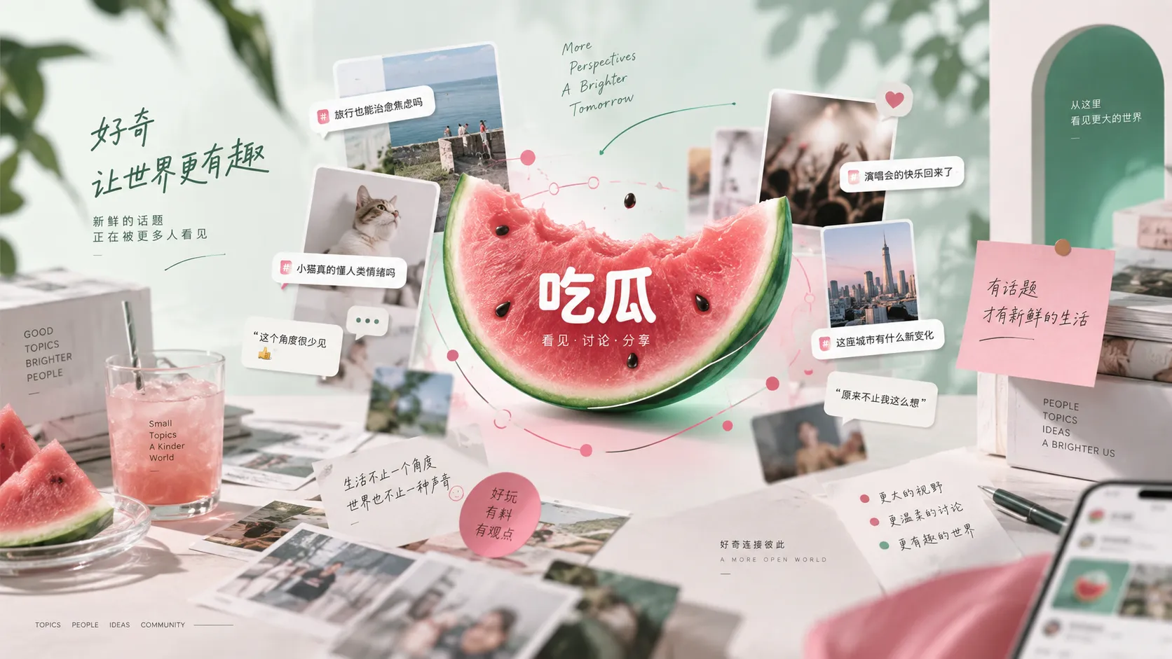 每日吃瓜与今日热点编辑主视觉